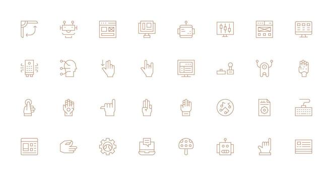 Interface Set with 32 Thin Line Icons Compact Icon Set vector