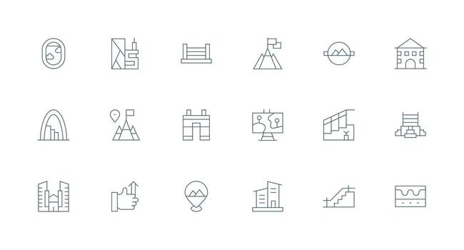 18 Icons for Elevation in Minimal Line Format Essential Icons for Rapid UI Building vector