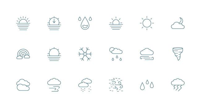 18 Icons for Weather Icon in Minimal Line Format Modern Icon Set vector