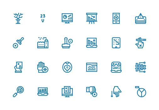 Decline Icon Set with 24 Thick Line Line Graphics High-Resolution Icons for Any Platform vector