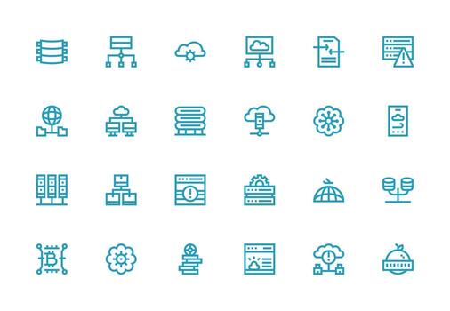 24 grueso línea línea estilo íconos desde servidor colección ui y ux enfocado icono colección vector