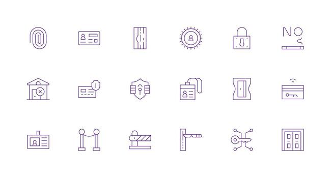 Access Control Visual Pack containing 18 Minimal Line Icons Simple Icon Pack vector