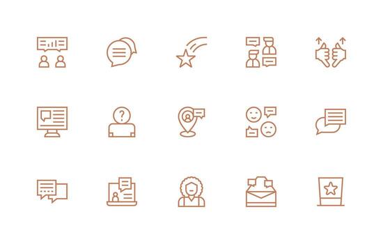 15 íconos para usuario realimentación en regular línea formato interfaz icono colección para diario proyectos vector