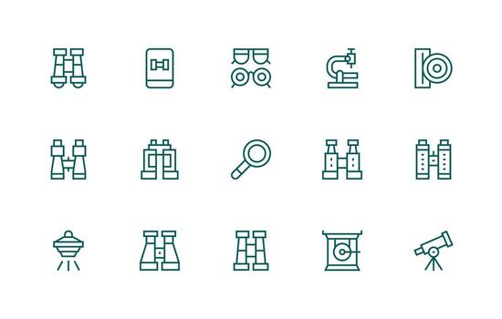 15 Regular Line Icons for Optical Graphics Reliable Icons for All Interfaces vector