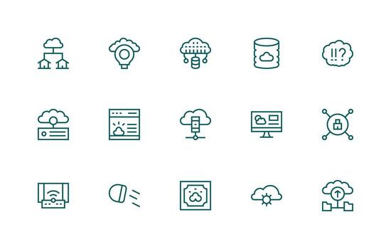 Cloud Computing Set with 15 Regular Line Icons Sharp Icons for Presentations vector