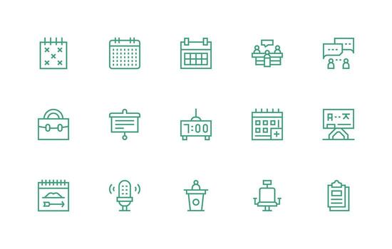 Meeting Set with 15 Regular Line Icons Versatile Icon Collection for Designers vector