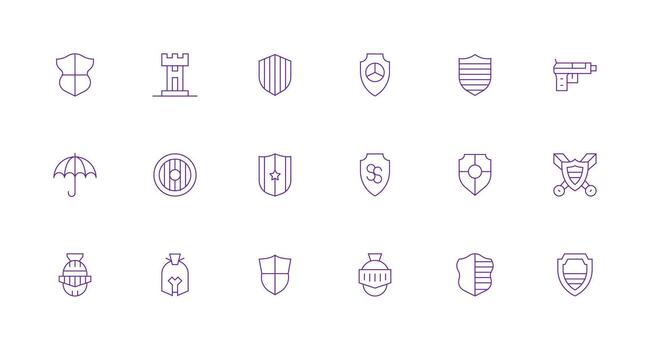 18 Minimal Line Designs for Defense Mechanism Icons Well-Structured Icons for Creative Use vector