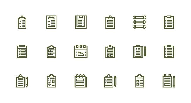 que hacer lista icono conjunto con 18 fuerte carrera línea gráficos inteligente icono colección vector