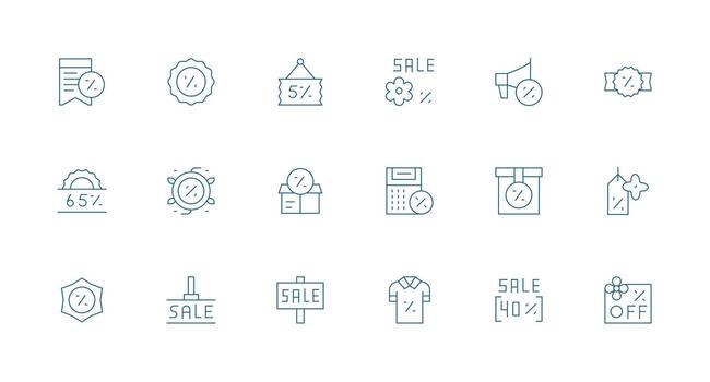 18 Minimal Line Icons for Price Reduction Graphics Balanced Icon Set for Functional Design vector