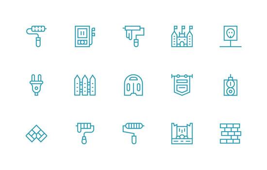 Wall including 15 Regular Line Illustrations Interface Icon Collection for Daily Projects vector