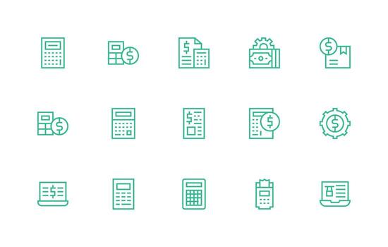 15 Regular Line Style Icons from Accounting Software Collection Essential Icons for Rapid UI Building vector