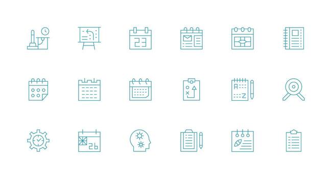Planning Icon Set with 18 Minimal Line Graphics Minimal Icon Set for Interface Projects vector