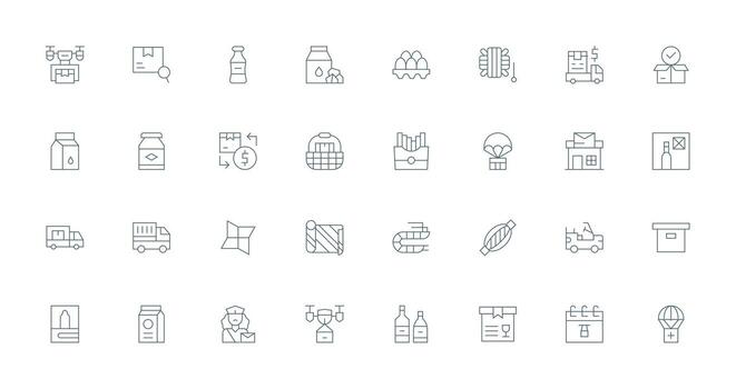 32 Thin Line Style Icons from Package Collection Well-Structured Icons for Creative Use vector