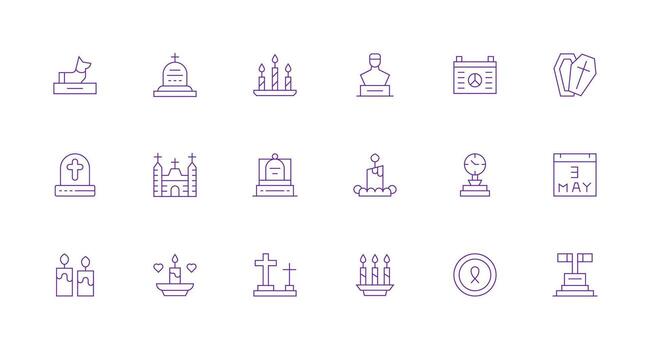 Minimal Line Style Memorial Icons with 18 Vectors Reliable Icons for All Interfaces