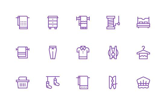 Regular Line Icons from Linen Set with 15 Vectors Professional Icon Pack for Development Work