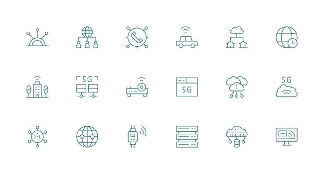 18 íconos para conectividad en mínimo línea formato alta resolución íconos para ninguna plataforma vector