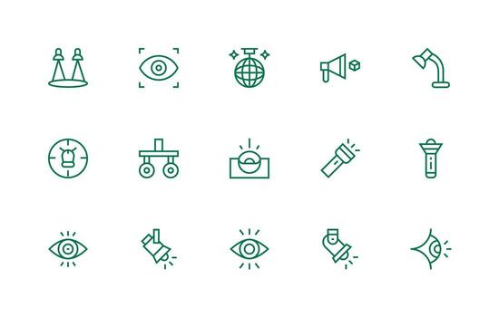 15 Regular Line Style Icons from Spotlight Collection Icon Set for Projects vector