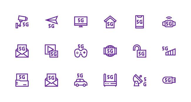 5G featuring 18 Icons in Strong Stroke Line Design High-Resolution Icons for Any Platform vector
