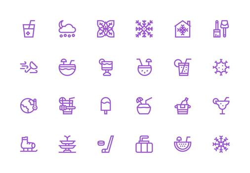 Ice featuring 24 Icons in Thick Line Line Design UI-Ready Icon Collection vector