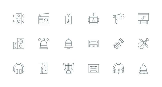 18 Icons for Sound in Minimal Line Format Versatile Icon Collection for Designers vector