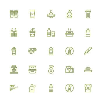 25 Icons for Plastic in Medium Stroke Outline Format Clean Set for Layout Prototypes vector