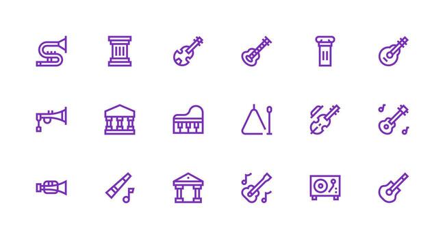 18 Strong Stroke Line Icons for Classical Graphics High-Resolution Icons for Any Platform vector