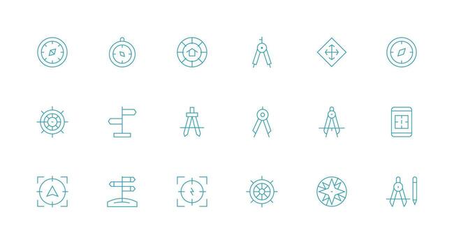 18 Minimal Line Icons for Compass Graphics Web and App Icon Pack Collection vector