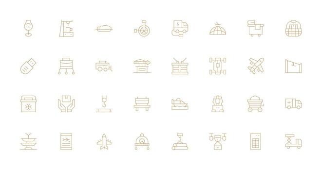 32 Thin Line Vectors for Transport Theme Web and App Icon Pack Collection