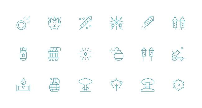 Explosion Visual Pack containing 18 Minimal Line Icons Neatly Designed Icons for Web Platforms vector