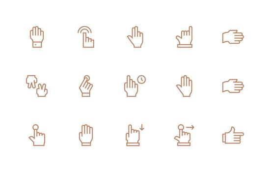 15 regular línea diseños para toque íconos alta resolución íconos para ninguna plataforma vector