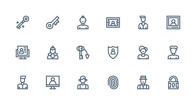 iniciar sesión presentando 18 íconos en fuerte carrera línea diseño todas dispositivo compatible icono conjunto vector