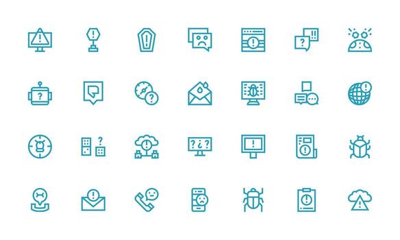 Issue Icon Set with 28 Bold Line Graphics Organized Icon Pack for Quick Access vector