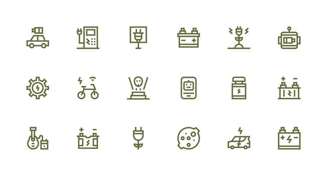 Charging Icon Set with 18 Strong Stroke Line Graphics Multi-Purpose Icon Set vector