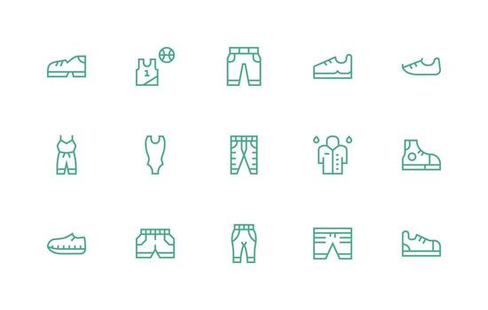 15 Regular Line Style Icons from Activewear Collection Interface Icons for Daily Use vector