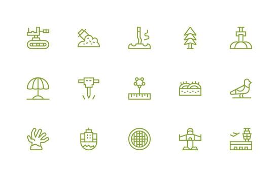Regular Line Icons from Ground Set with 15 Vectors Icon Pack for UI