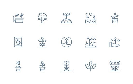 Sprout Design Icons featuring 15 in Regular Line Style Simple Icons for Interface and Wireframes vector