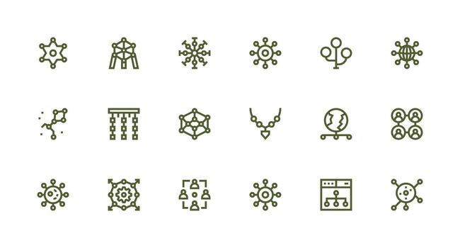 Enlaces diseño íconos presentando 18 en fuerte carrera línea estilo web icono colección vector