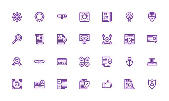 validación presentando 28 íconos en negrita línea diseño organizado paquete para proyecto bienes vector