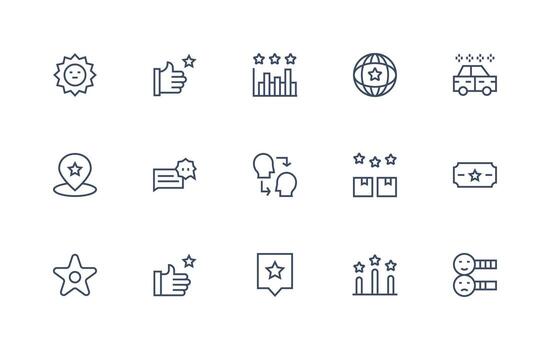 Regular Line Style Rating Icons with 15 Vectors Simple Icon Pack