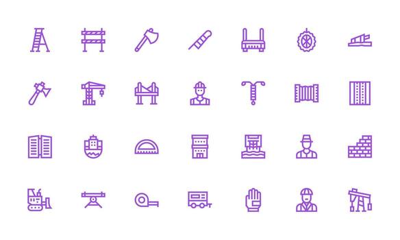 Bold Line Style Construction Icons with 28 Vectors Sharp Icons for Presentations