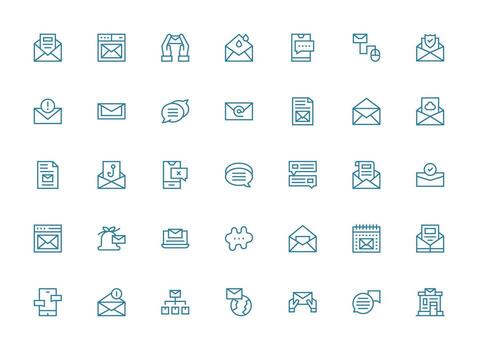 regular limpiar línea íconos desde bandeja de entrada conjunto con 35 vectores de uso múltiple icono diseño paquete