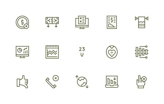 15 Icons for Decline in Regular Line Format Versatile Icon Collection for Designers vector