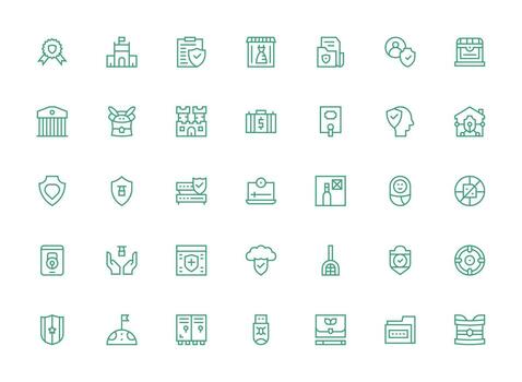35 regular limpiar línea estilo íconos desde seguro colección multi-estilo íconos para creativo proyectos vector
