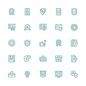 Verified Icon Collection with 25 Medium Stroke Outline Designs Simple Icons for Interface and Wireframes vector