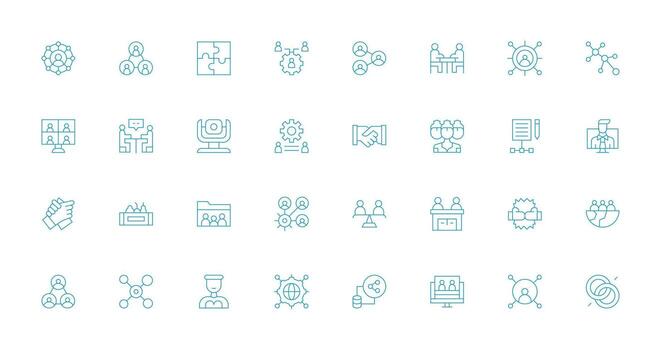 32 Thin Line Vectors for Collaboration Theme High-Resolution Icons for Any Platform