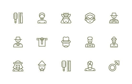 15 Regular Line Style Icons from Man Collection Theme-Based Icon Pack vector