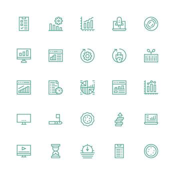 Progress Bar including 25 Medium Stroke Outline Illustrations Full Icon Library for UI Designers vector