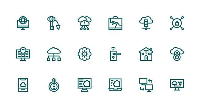 18 Icons for Remote Access in Strong Stroke Line Format Neatly Designed Icons for Web Platforms vector