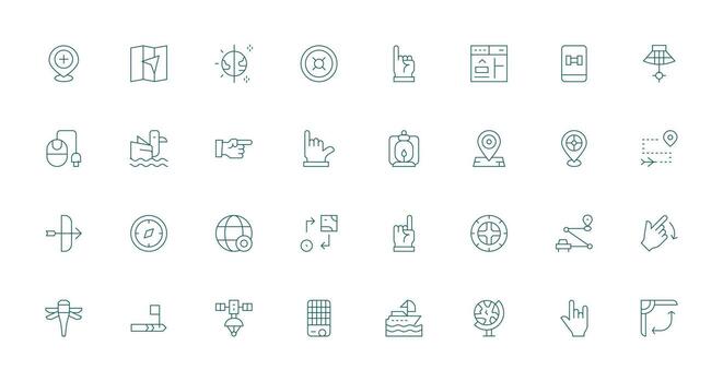 32 Icons for Navigation in Thin Line Format Functional Icon Series vector