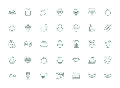 Light Line Icons from Fresh Set with 35 Vectors Clean Icon Collection for Web Use